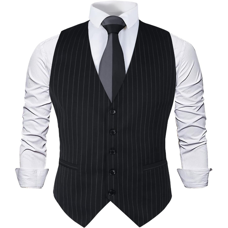 Men Formal Wear Wedding - Mens Pinstripe Business Suit Vest Formal