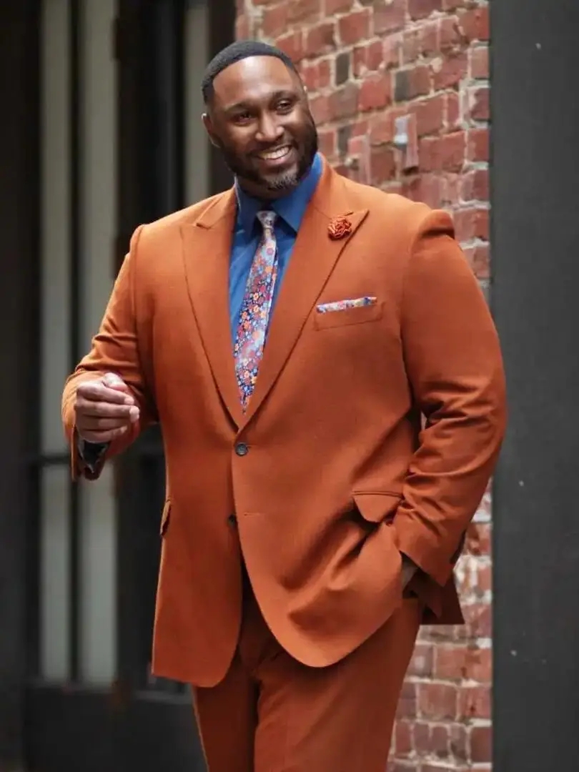 Men Formal Party Wear Outfit - Orange Men Suits Plus Size Jacket