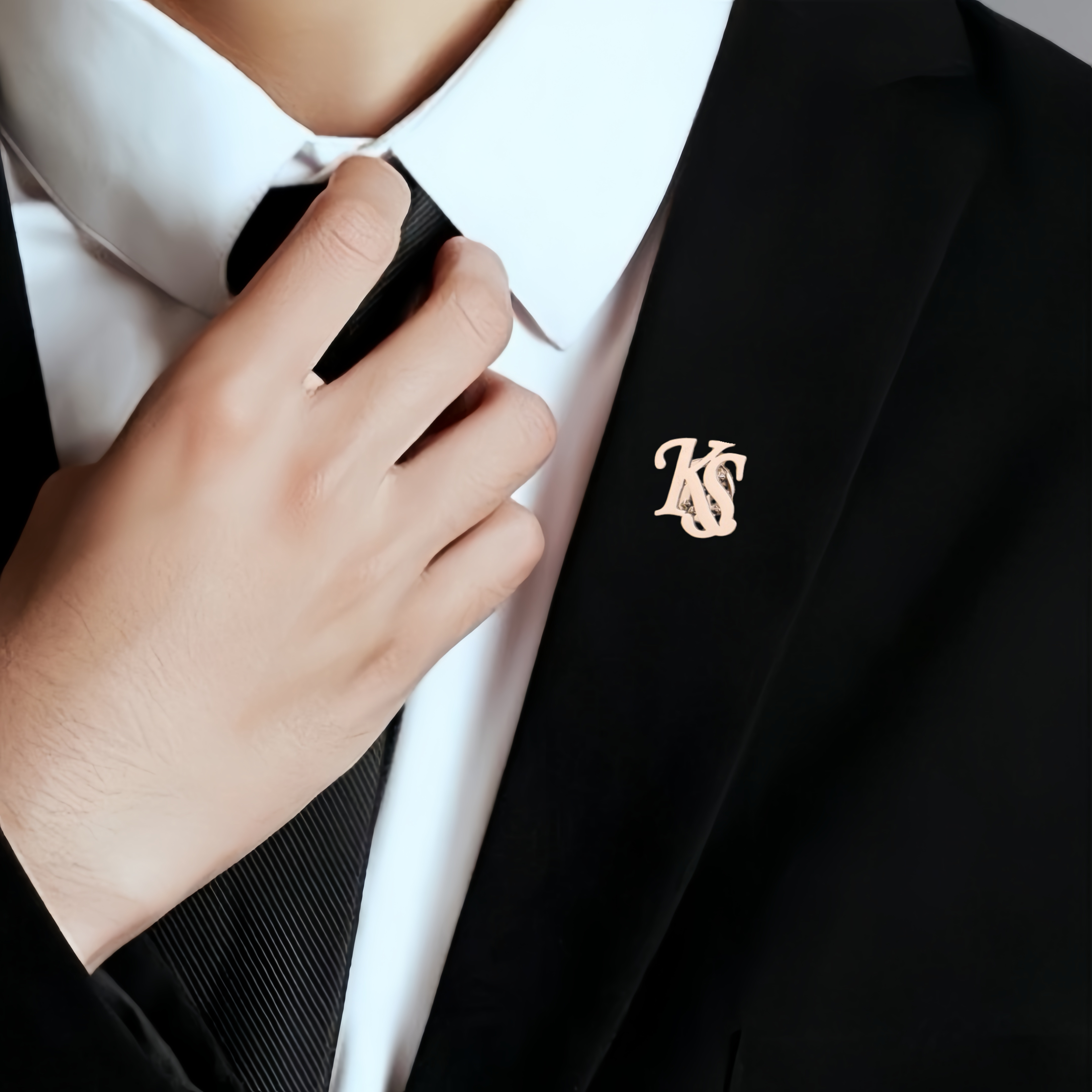 Tuxedo Lapel Pin - Personalized Initials Jacket Lapel Pin Unique