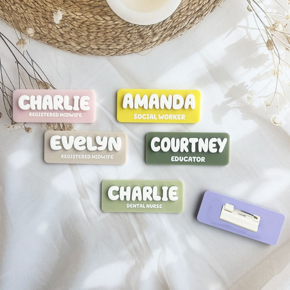 Tuxedo Lapel Pin - Custom Name Brooch Personalized Nameplate Acrylic