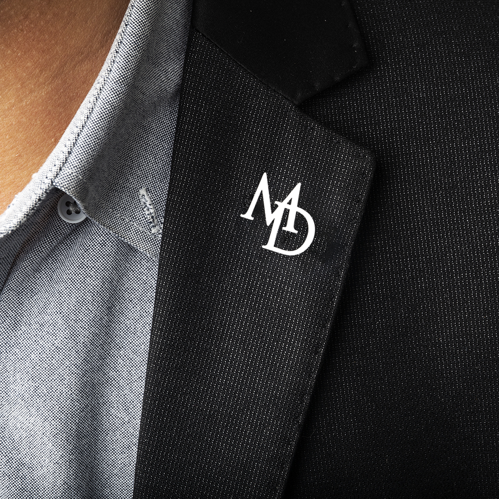 Tuxedo Lapel Pin - Tangula Custom Initials Brooch For Groom