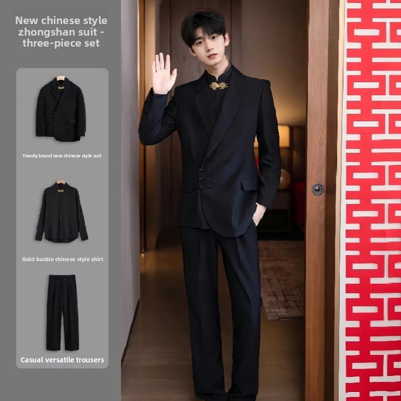 New Chinese Sle Buttoned Weddi - Men'S Formal Wear For Engagement reseña y precio