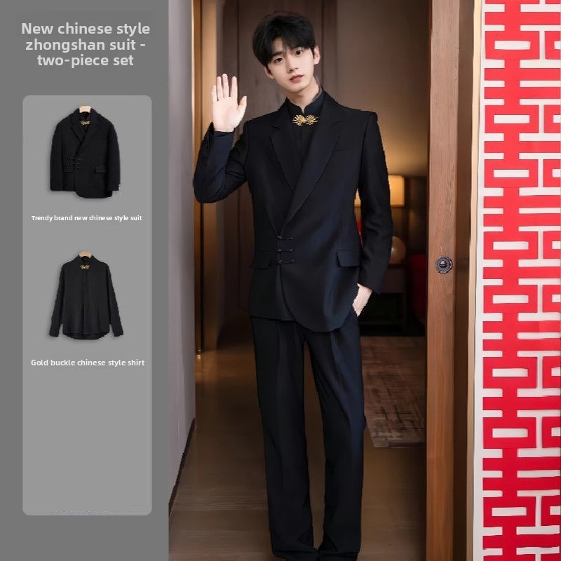 New Chinese Sle Buttoned Weddi - Men'S Formal Wear For Engagement reseña y precio