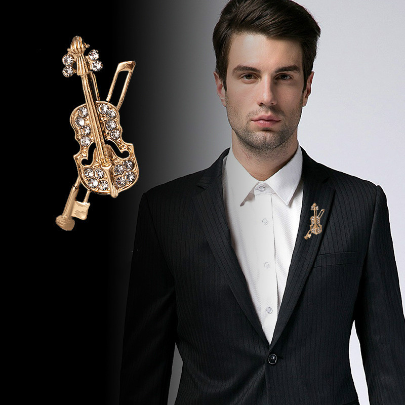 Crystal Violin Brooch Jewelry  - Tuxedo Lapel Pin reseña y precio