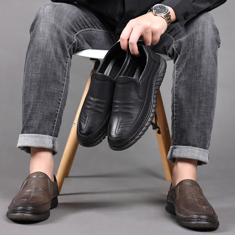Leather shoes Men's casual sho - Formal Upper Wear Men reseña y precio