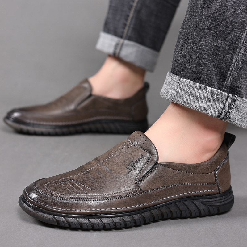 Leather shoes Men's casual sho - Formal Upper Wear Men reseña y precio