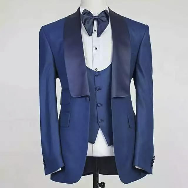 Blue Jacket Set Man Suit Shawl - Men Formal Party Wear Outfit reseña y precio