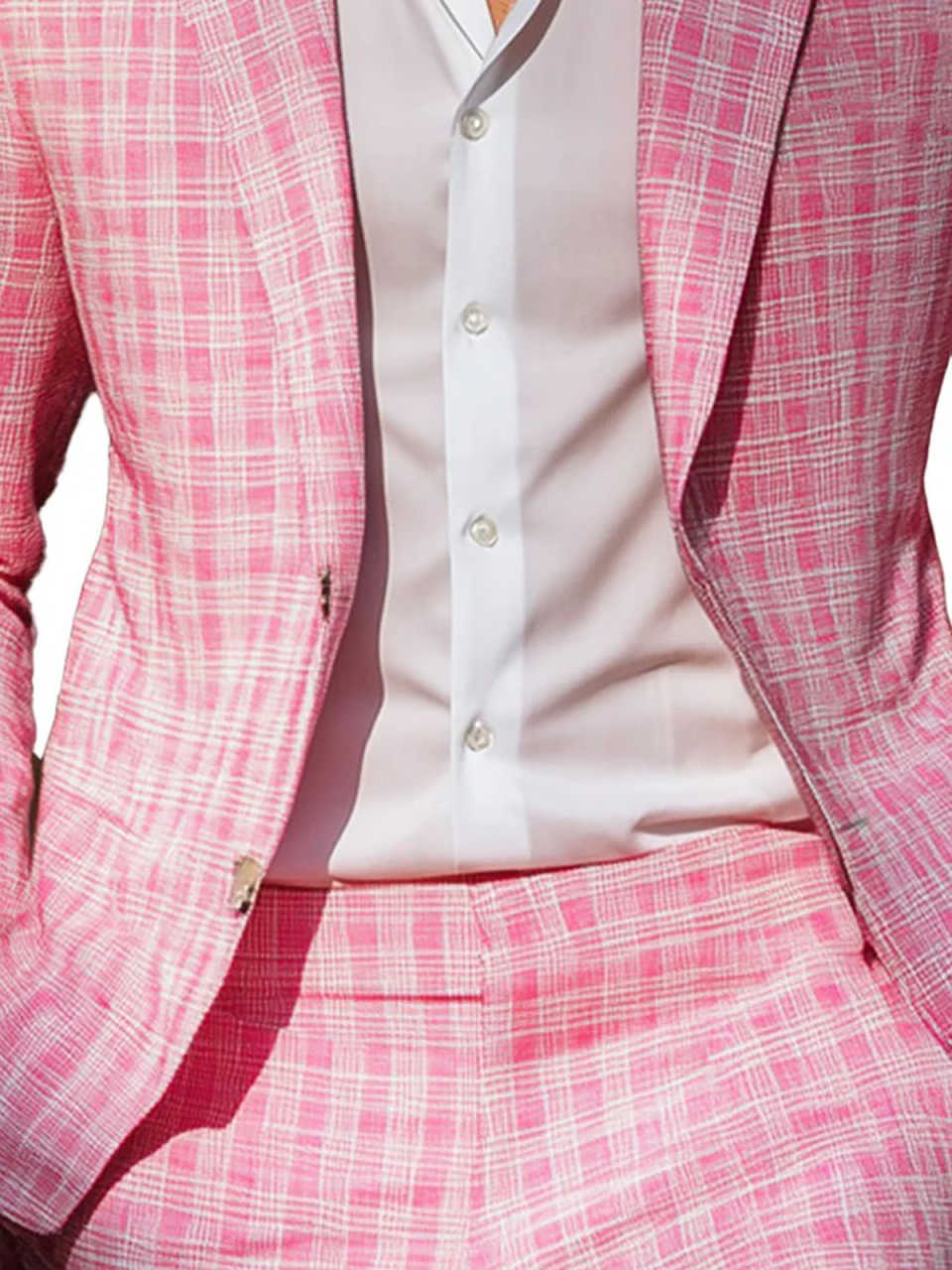 Summer Pink Plaid Mens Tuxedos - Men Formal Party Wear Outfit reseña y precio