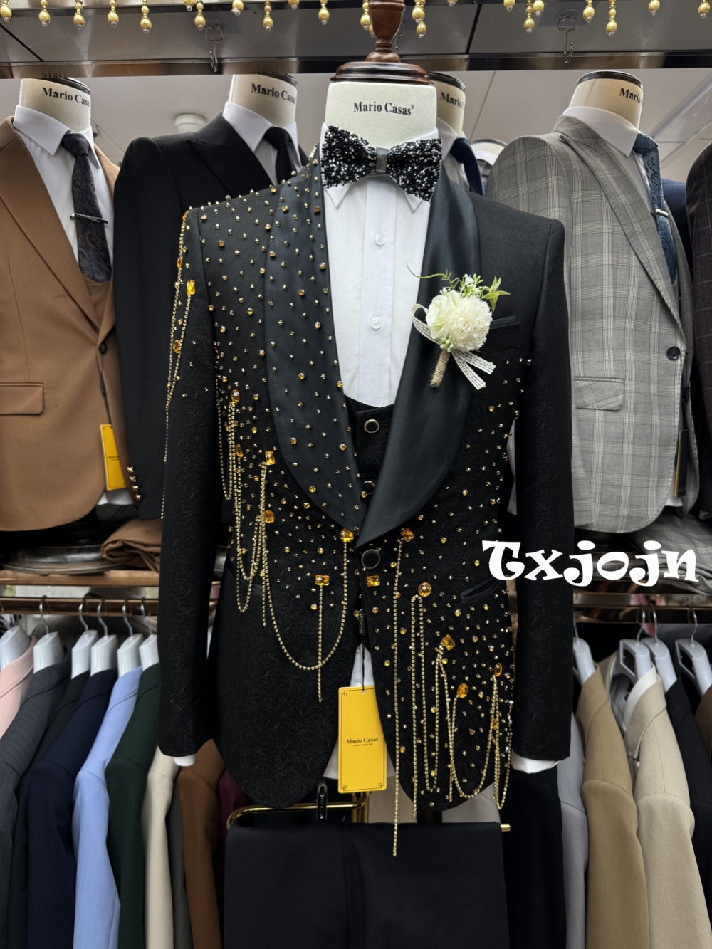 New Golden Beaded Tassel Suit  - Men Formal Wear For Wedding reseña y precio