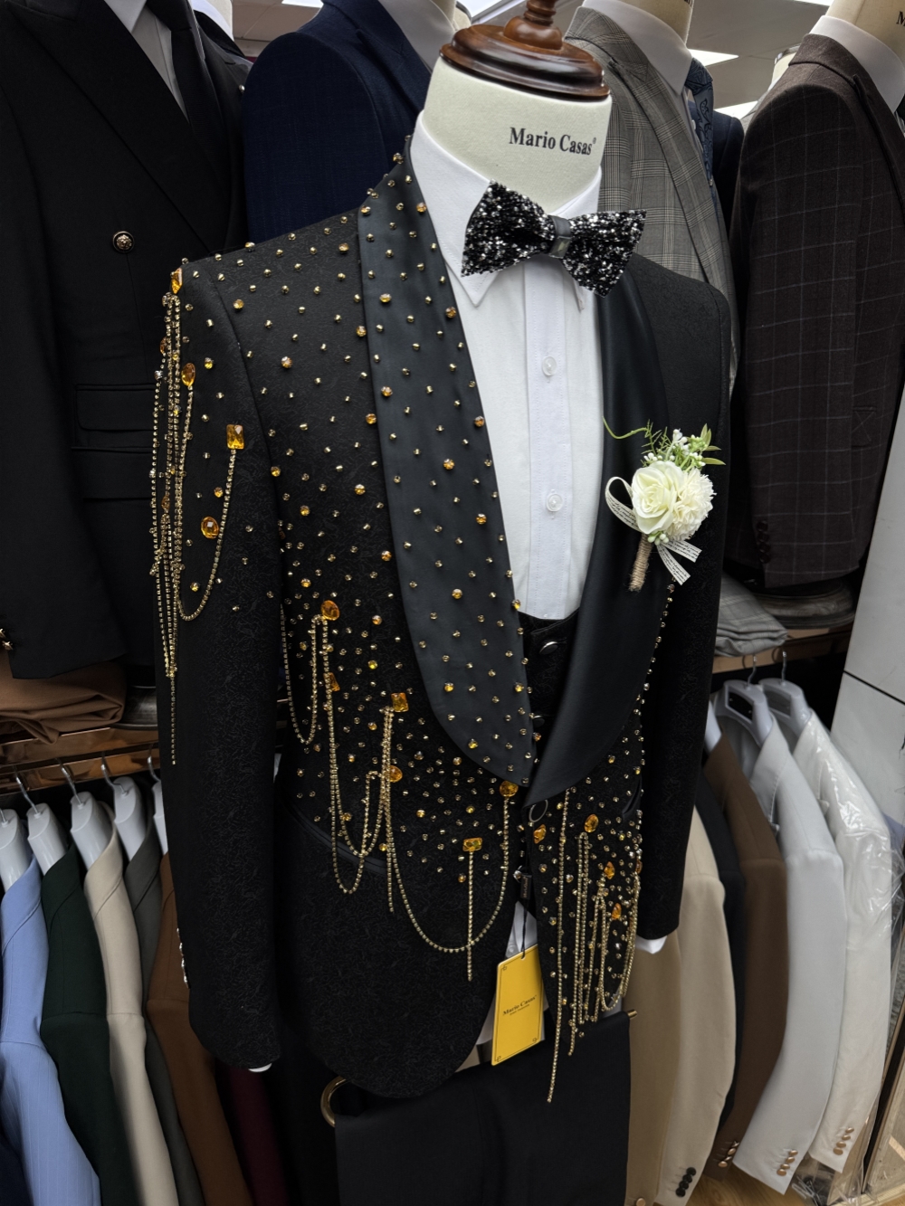 New Golden Beaded Tassel Suit  - Men Formal Wear For Wedding reseña y precio