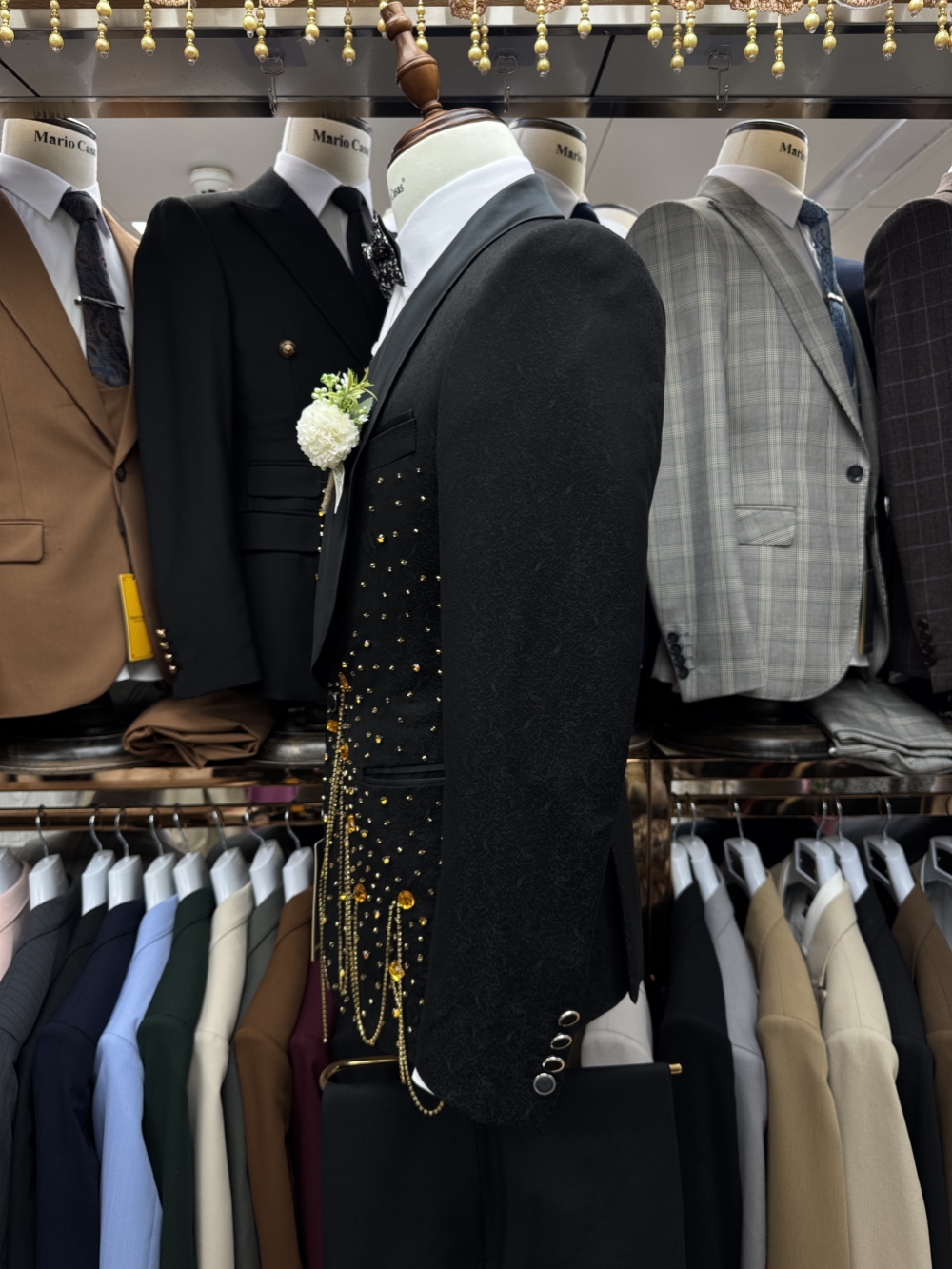 New Golden Beaded Tassel Suit  - Men Formal Wear For Wedding reseña y precio