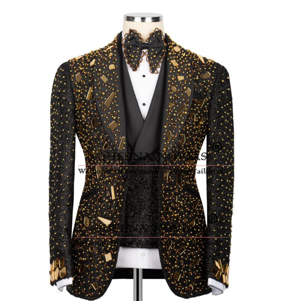 Sparkly Crystals Beading Suit  - Men'S Formal Wear For Reception reseña y precio