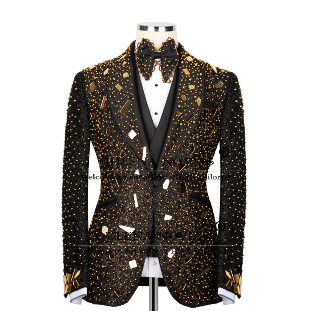 Sparkly Crystals Beading Suit  - Men'S Formal Wear For Reception reseña y precio