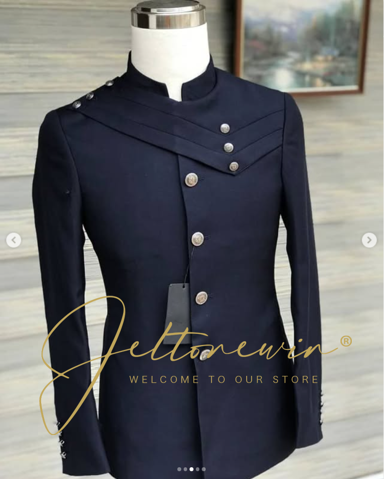 Men's Navy Blue Suit Set with  - Men Formal Wear For Wedding reseña y precio