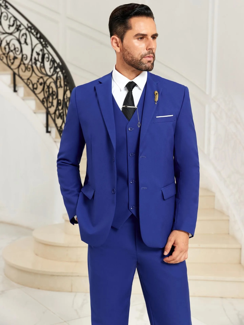 New Blue Men's Slim Fit Suits  - Men Formal Party Wear Outfit reseña y precio