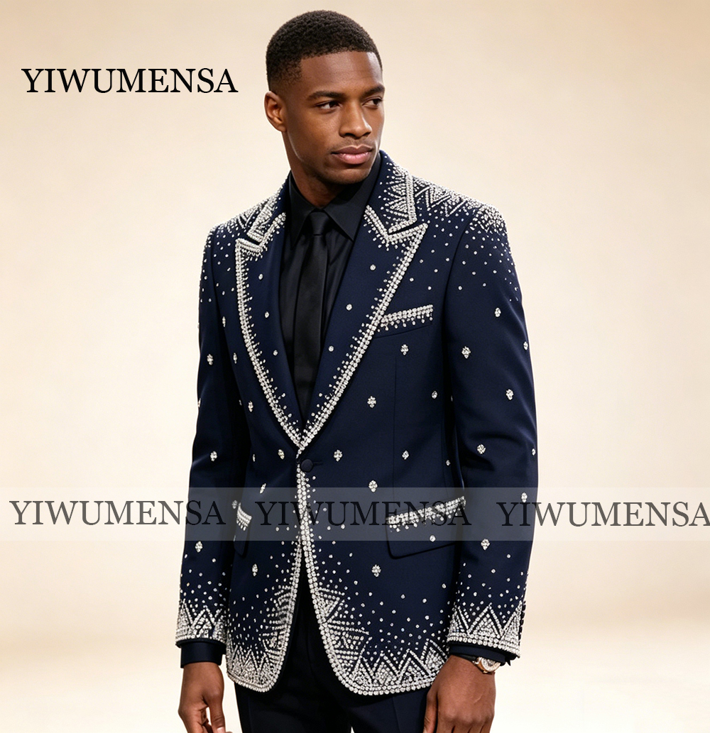 Brilliant Rhinestone Men Suit  - Men Formal Wear Wedding reseña y precio
