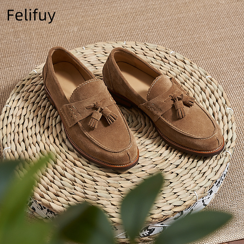New Brown Men Flat Loafers Cow - Men Formal Wear Wedding reseña y precio