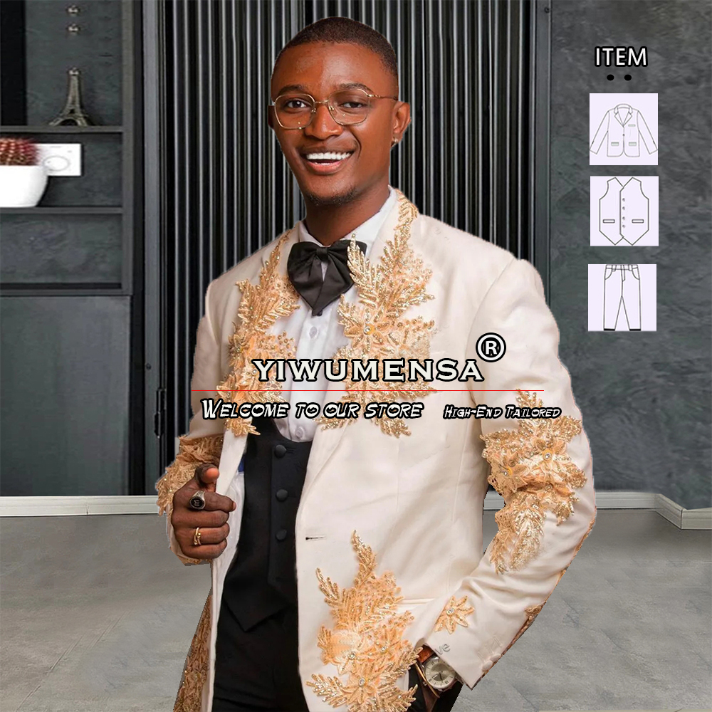 Customized 3 Pieces Suits Men  - Men Formal Wear Wedding reseña y precio