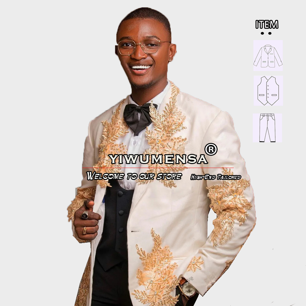 Customized 3 Pieces Suits Men  - Men Formal Wear Wedding reseña y precio