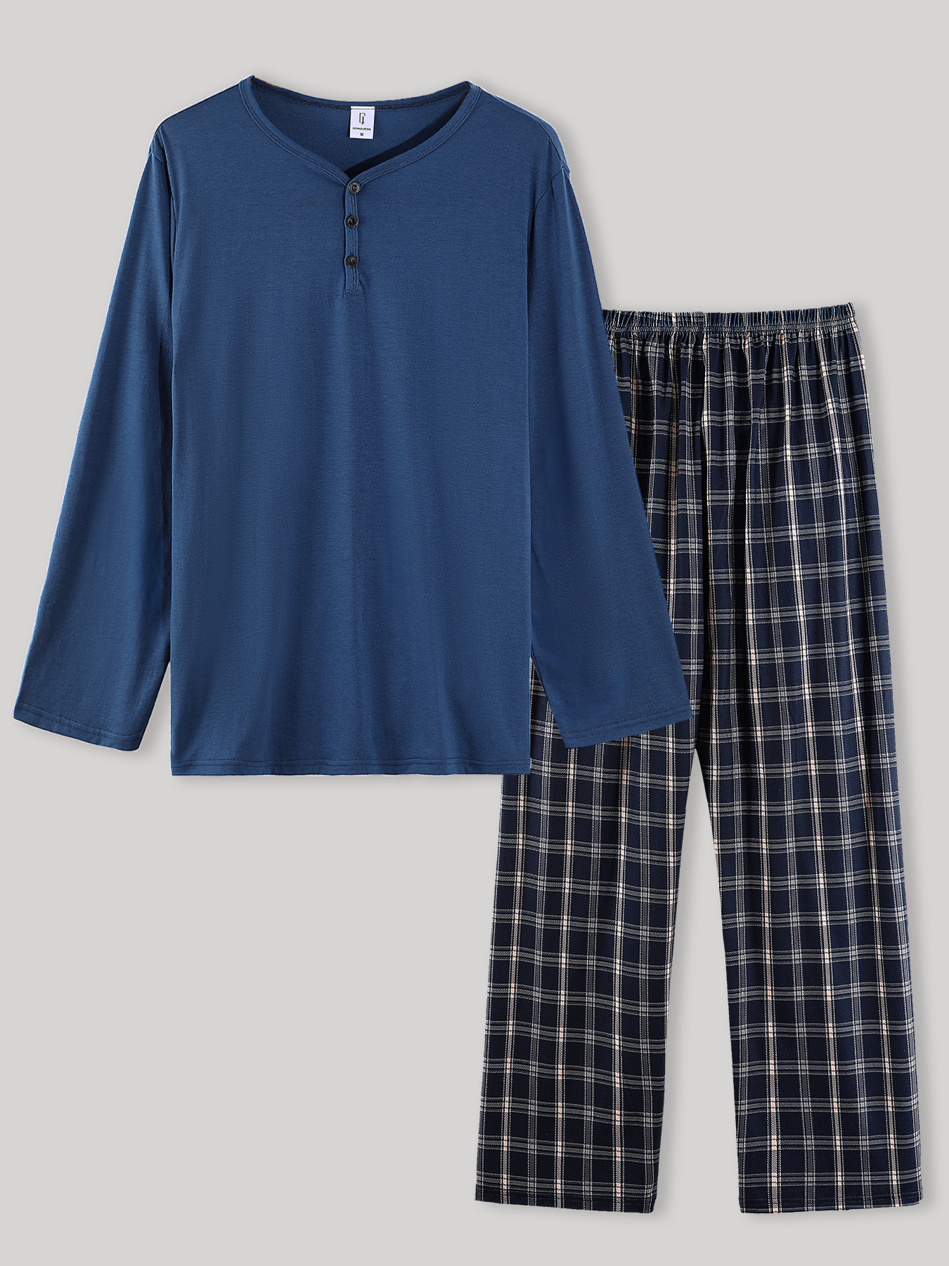 Men's Spring Autumn Blue Henry - Mens Formal reseña y precio