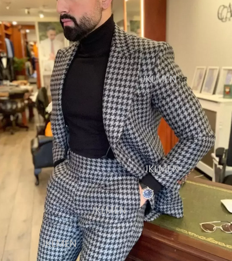 Houndstooth Mens Suits 2PCS We - Men Formal Wear For Wedding reseña y precio
