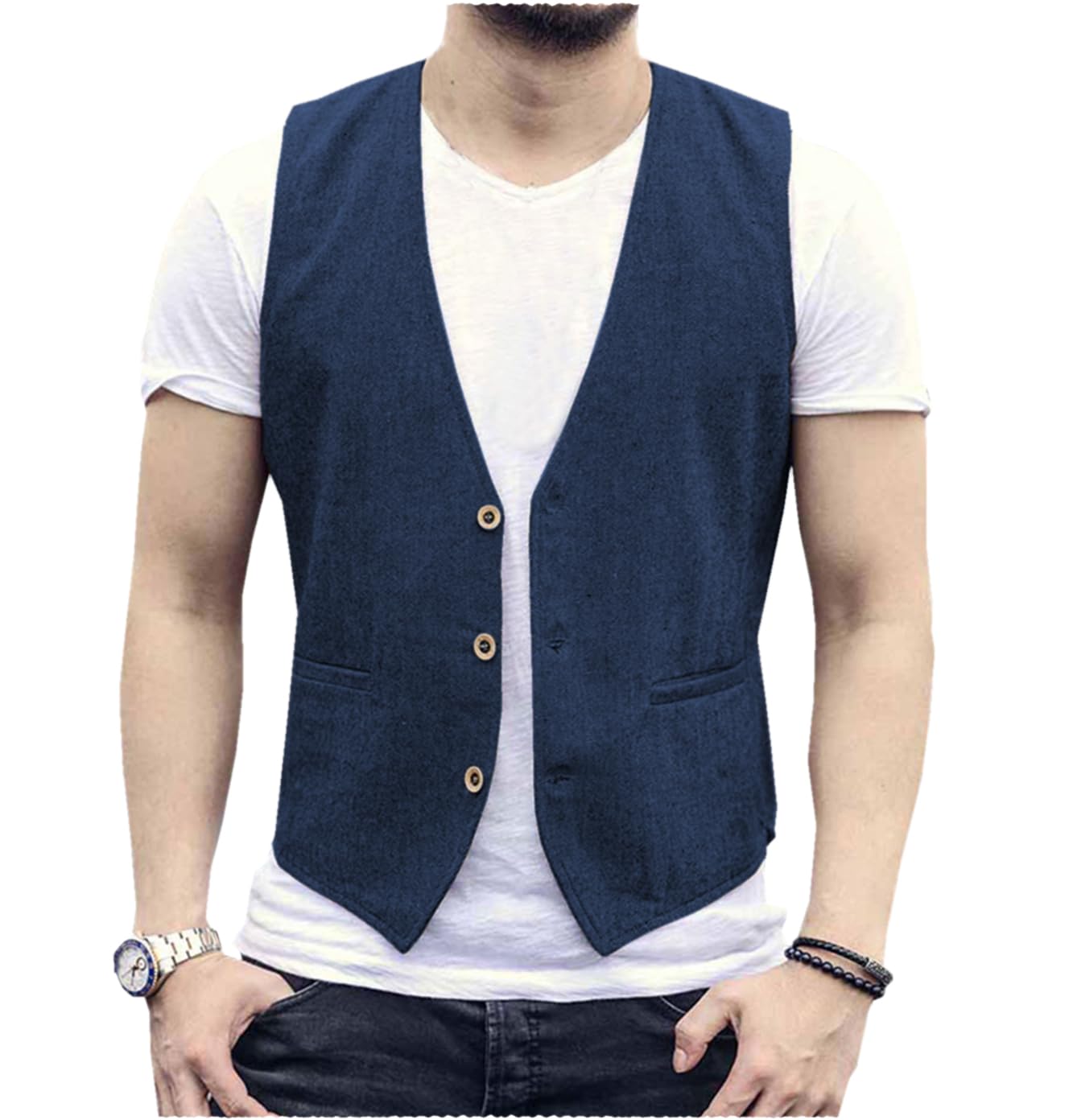 Linen Men Vest Wedding Groom S - Men Formal Wear Wedding reseña y precio