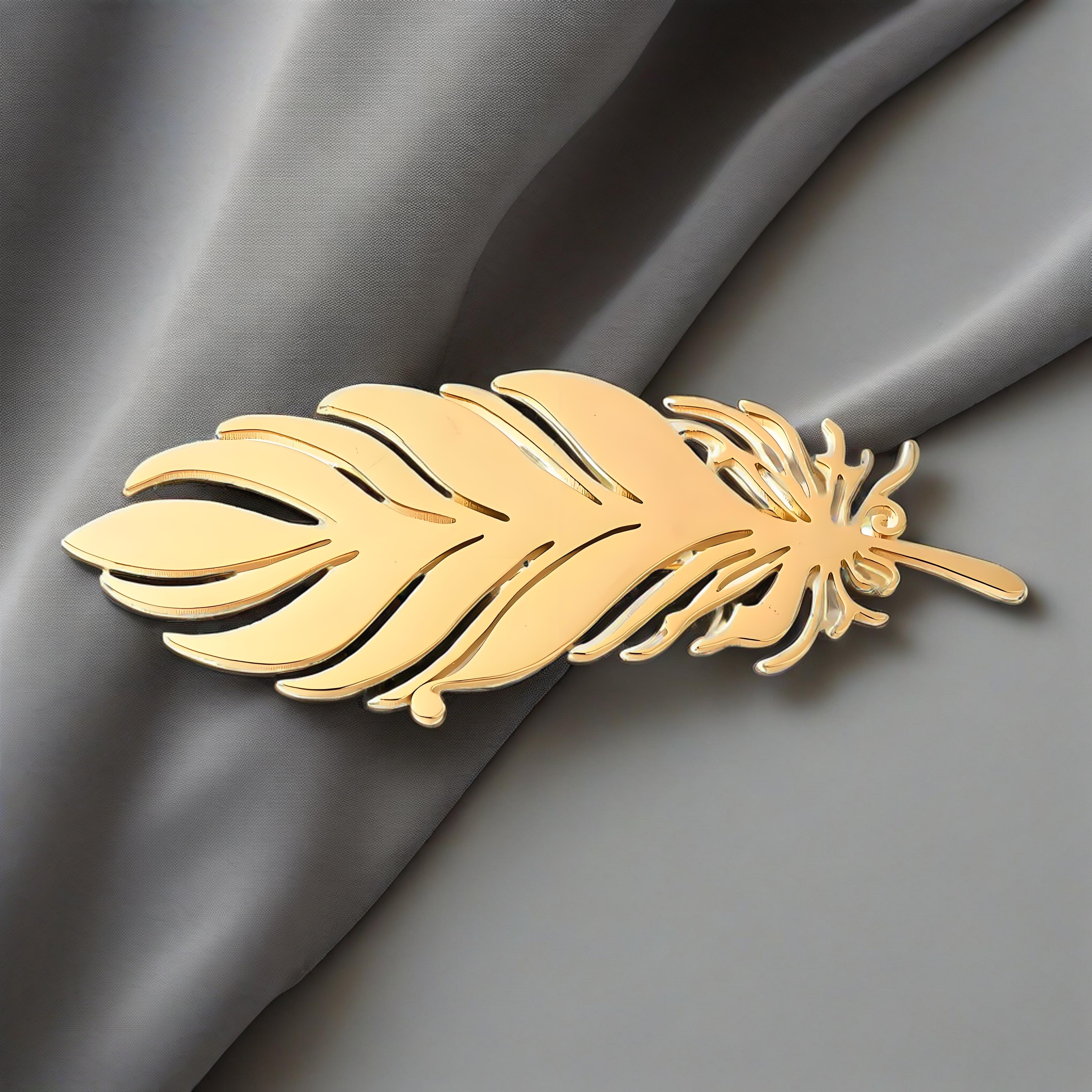 Gold - Plated Feather Brooch,  - Tuxedo Lapel Pin reseña y precio