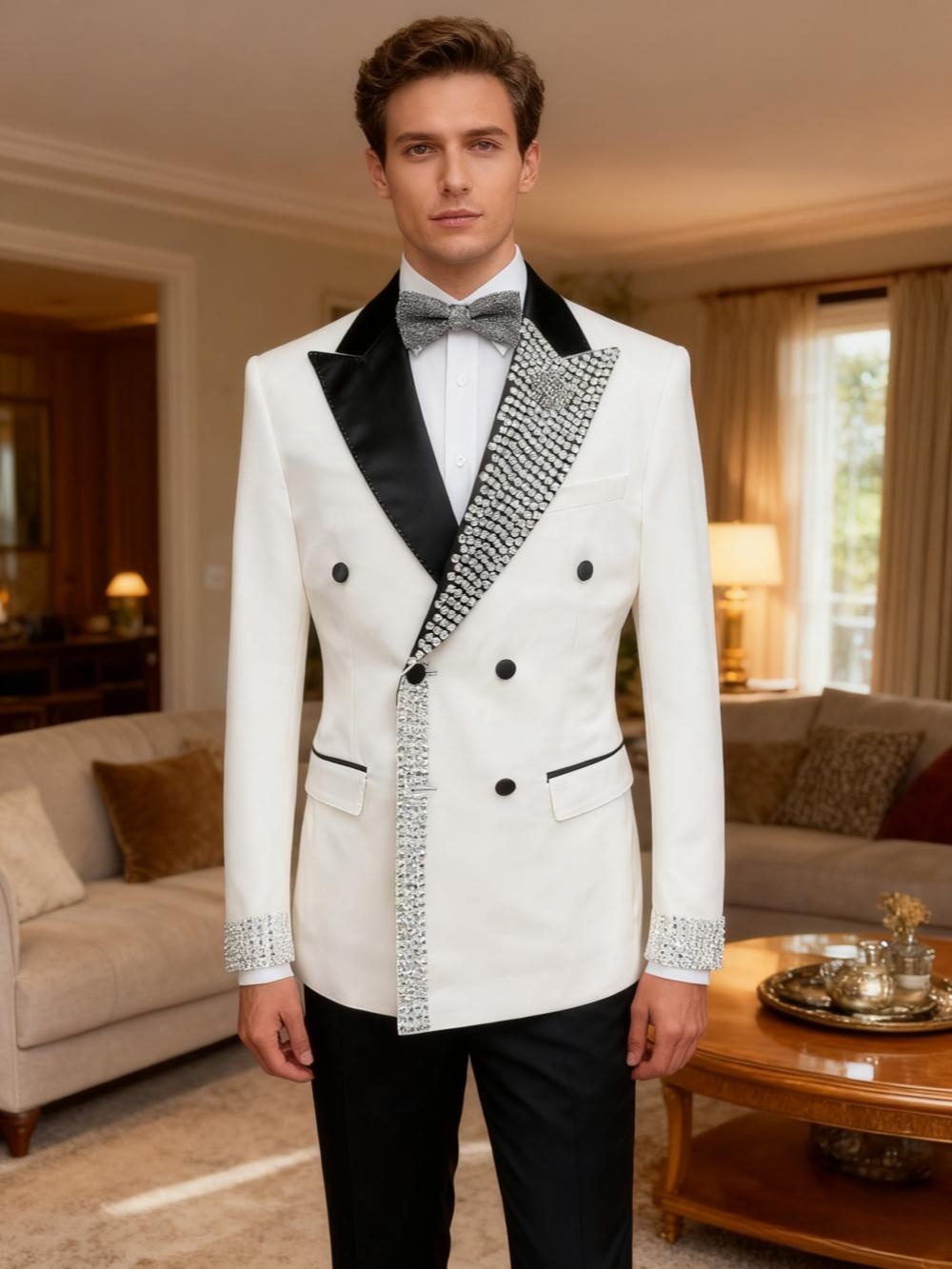 Dazzling Luxury Beaded Men's S - Men'S Formal Wear For Engagement reseña y precio